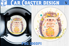 Car Coaster | Watercolor Hedgehog | Happy Easter Product Image 1