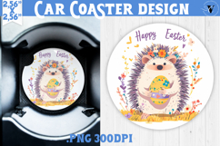 Car Coaster | Watercolor Hedgehog | Happy Easter Product Image 1