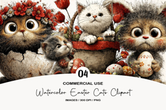 Watercolor Easter Cats Clipart Product Image 1