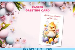 Watercolor Chick Easter Greeting Card with Easter wishes Product Image 1