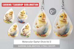 Earring Teardrop Watercolor Easter Chick Product Image 1