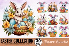 Watercolor Easter Clipart Bundle,Easter,Rabbit,Bunny Print,Easter Clipart,Easter Basket