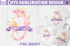Watercolor Seahorse | Easter clipart | Happy Easter Product Image 1