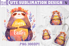 Watercolor Sloth | Easter clipart | Happy Easter Product Image 1