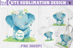 Watercolor Elephant | Easter clipart | Happy Easter Product Image 1
