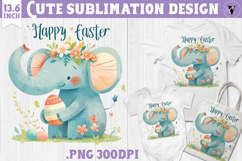 Watercolor Elephant | Easter clipart | Happy Easter Product Image 1