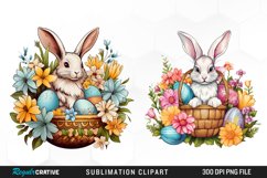 Watercolor Easter Clipart Bundle,Easter,Rabbit,Bunny Print,Easter Clipart,Easter Basket