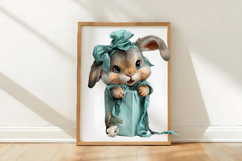 Watercolor Easter Cute Baby Bunny Clipart Product Image 3