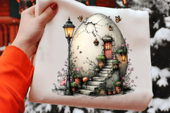 Watercolor Easter Egg House Clipart Product Image 2