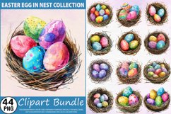 Watercolor Easter Egg in Nest Clipart Bundle Product Image 1