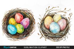 Watercolor Easter Egg In Nest Graphic Clipart Product Image 1