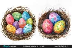 Watercolor Easter Egg In Nest Graphic Clipart Product Image 1