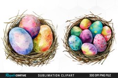 Watercolor Easter Egg in Nest Clipart Bundle Product Image 2