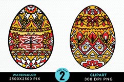 Watercolor Easter Eggs PNG Set Clipart Product Image 1