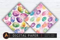 Watercolor Easter Eggs Digital Paper PNG Product Image 1