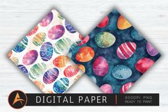 Watercolor Easter Eggs Digital Paper PNG Product Image 1
