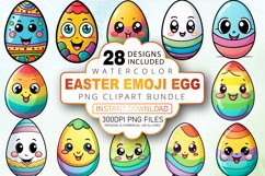 Watercolor Easter Emoji Egg Clipart Bundle Product Image 1