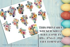 Easter Stickers, Christian Floral Crosses Printable Stickers Product Image 2