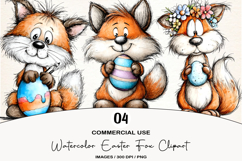 Watercolor Easter Fox Clipart Product Image 1