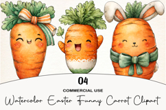 Watercolor Easter Funny Carrot Clipart Product Image 1
