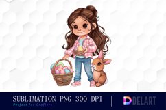Easter Girl Watercolor Clipart Product Image 1