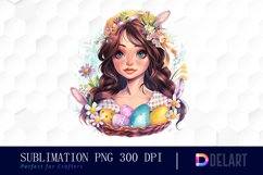 Easter Girl Illustration Clipart Product Image 1