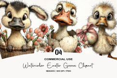 Watercolor Easter Goose Clipart Product Image 1