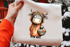 Watercolor Easter Highland Cow Clipart Product Image 2