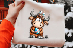 Watercolor Easter Highland Cows Clipart Product Image 2