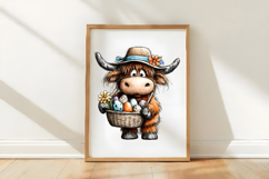 Watercolor Easter Highland Cows Clipart Product Image 3