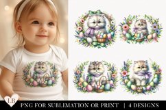 Watercolor Easter Kitten Sublimation Bundle Product Image 1