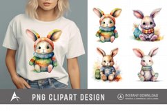 Watercolor Easter Knitted Bunny Clipart Product Image 1