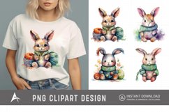 Watercolor Easter Knitted Bunny Clipart Product Image 1