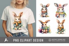 Watercolor Easter Knitted Bunny Clipart Product Image 1