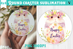 Easter Round Coaster | Watercolor Hamster | Happy Easter Product Image 1