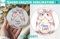 Easter Round Coaster | Watercolor Hamster | Happy Easter Product Image 1