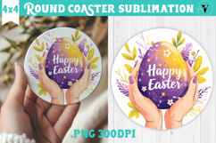 Easter Round Coaster | Watercolor Egg | Happy Easter Product Image 1