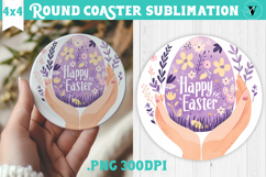 Easter Round Coaster | Watercolor Egg | Happy Easter Product Image 1