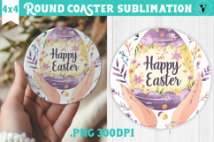 Easter Round Coaster | Watercolor Egg | Happy Easter Product Image 1