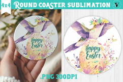Easter Round Coaster | Watercolor Hummingbird | Happy Easter Product Image 1