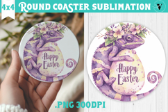 Easter Round Coaster | Watercolor Chameleon | Happy Easter Product Image 1