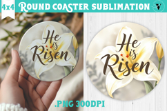 Easter Round Coaster | Watercolor Flowers | Happy Easter Product Image 1