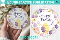 Easter Round Coaster | Watercolor Chick | Happy Easter Product Image 1
