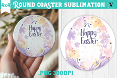 Easter Round Coaster | Watercolor Egg | Happy Easter Product Image 1
