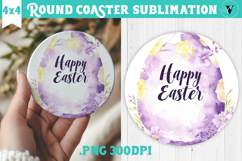 Easter Round Coaster | Watercolor Egg | Happy Easter Product Image 1