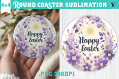 Easter Round Coaster | Watercolor Egg | Happy Easter Product Image 1