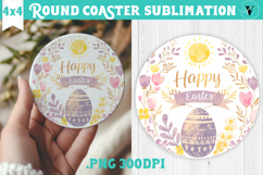 Easter Round Coaster | Watercolor Egg | Happy Easter Product Image 1