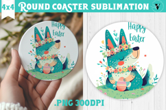 Easter Round Coaster | Watercolor Dog | Happy Easter Product Image 1