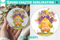 Easter Round Coaster | Watercolor Troll | Happy Easter Product Image 1