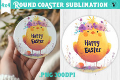 Easter Round Coaster | Watercolor Chick | Happy Easter Product Image 1